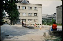 Plaza outside a Muranow housing project (Warsaw, PL)