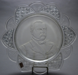 Cleveland Pressed Glass Portrait Plate, ca. 1884