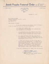 Samuel Chiefetz to Rubin Saltzman, December 1952 (correspondence)