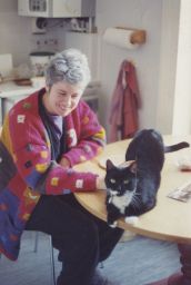 Photograph of Lindsay Cooper and a cat
