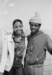 Tony Tone and an unidentified woman at South Bronx High School