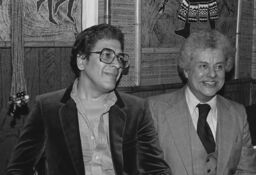 Ray Barretto and Tito Puente at a party for Charlie Palmieri at Beau's, the Bronx